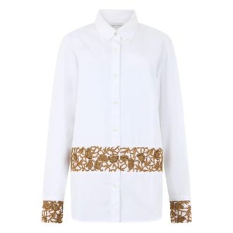 Dries Van Noten Camisa de Popel&iacute;n de Algod&oacute;n Bordada - Blouses & Shirts - Mujer - Blanco - 2XS