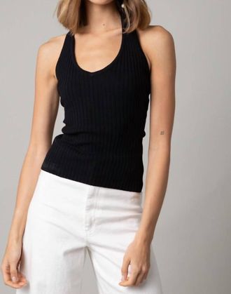 Olivaceous Gianna Ribbed Halter Top In Black