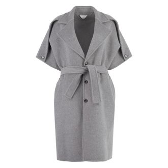 Bottega Veneta Belted Coats, female, Gray, 3XS, Wool and cashmere coat