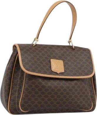 Celine Pre-owned Macadam Canvas Hand Bag - Dames - Vintage Handtas - Bruin - ONE Size - Leer - Vintage