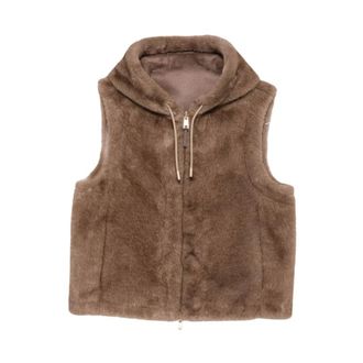 Mabrun Faux Fur Gilet - Dames - Jassen - Bruin - Maat: XL