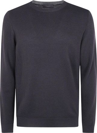 Zanone Trui met Ronde Hals en Slim Fit Pasvorm - Heren - Truien - Grijs - Maat: 2XL Wol