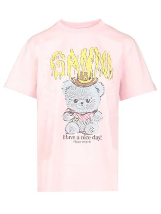 Ganni Cowboy Bear T-Shirt Rose
