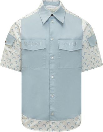 Marine Serre Light Blue Relaxed Printed Shirt
