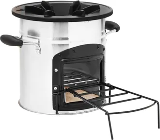 vidaXL Vidaxl - Cocina Le&ntilde;a Camping Acero Inoxidable Plateado 45,5x33x25,5 Cm
