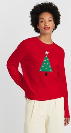 Chinti and Parker Wool-Cashmere Xmas Tree Sweater in Velvet Red at Nordstrom, Size X-Small