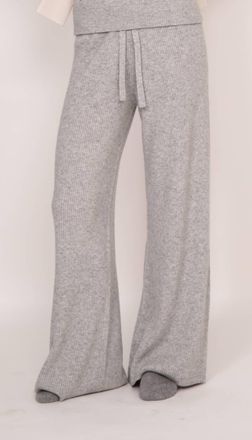 Kathryn McCarron Maya Ribbed Cashmere Wide Leg Pant In Gray