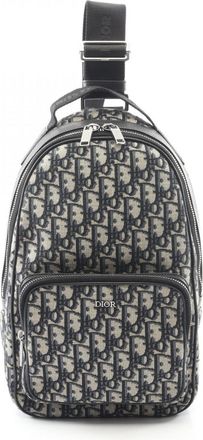 Dior Beige Navy Canvas Leather Fanny Pack Sling Bag (Pre-Owned)