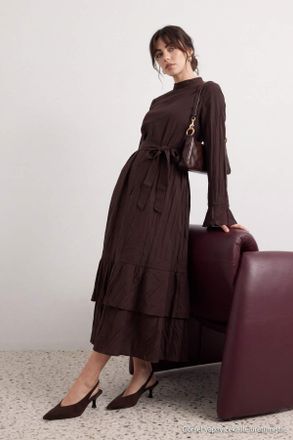 Trendyol Modest Dames Bruin Effen Maxi Lang A-lijn Modest Jurken