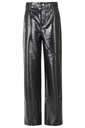 Des_Phemmes Black Glossy Crocodile PVC Cargo Pants