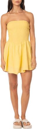 Maaji Sunbeam Glow Seraphina Cutout Strapless Cotton Mini Cover-Up Sundress in Light/Pastel Yellow at Nordstrom, Size Medium