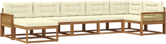 vidaXL Conjunto De Sof&aacute;s De Exterior 7 Uds. Natural Y Crema Vidaxl