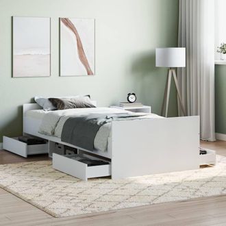 Berkfield Home Bed Frame with Headboard & Footboard White 100x200 cm