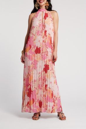 Frances Valentine Slim Pleated Maxi Dress in Pink/multi at Nordstrom, Size X-Small