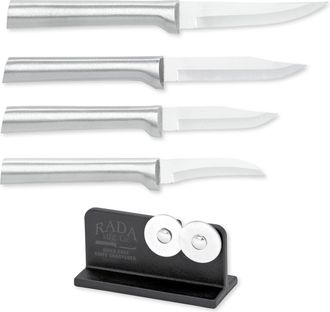 Rada Cutlery Paring & Peeling Knife Set, 4 Knives & Quick Edge Knife Sharpener