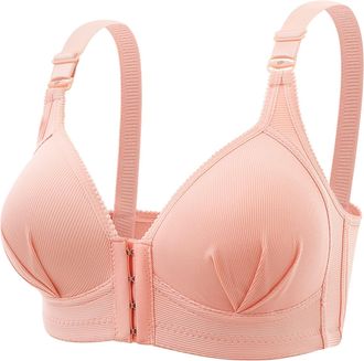 Generic Front Fastening Bras for Women Wirefree Push-Up Cotton Vest Bra Large Size Front Open Everday Bras for The Elderly Push Up Bras for Women UK Bralette 