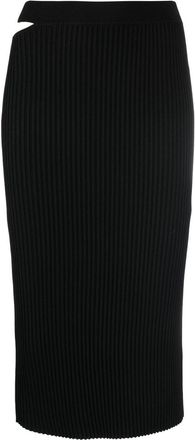 Helmut Lang cutout-detail ribbed knit skirt - women - Polyester/Viscose - M - Black