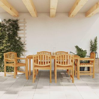 vidaXL Juego De Comedor De Jard&iacute;n 7 Piezas Madera Maciza De Teca Vidaxl