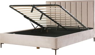 Beliani Beliani - Letto Matrimoniale Con Contenitore In Velluto Tortora 180 X 200 Cm Sezanne