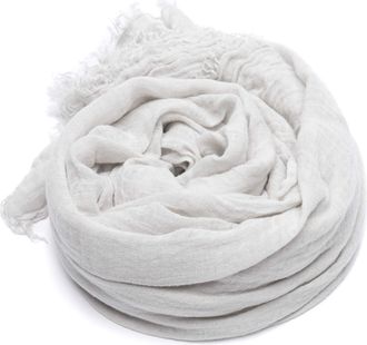 LinenMe 100% Linen Scarf for Women Men Unisex Garza, Summer Shawl Lightweight Soft Breathable Comfortable, Silver