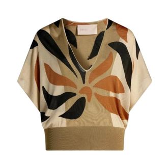 Circus Hotel V-neck Knitwear, female, Multicolor, Size: XL Fiore Intarsio