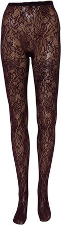 Dries Van Noten Violet Floral Fishnet Tights - Dames - Pantys - Paars - M - Ondergoed