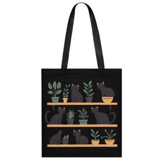 Generic Cats And Plants Womens Tote Casual Shopping Bag Lightweight Shoulder Bags Hobos Handbag for Work Travel Daily 35x40cm