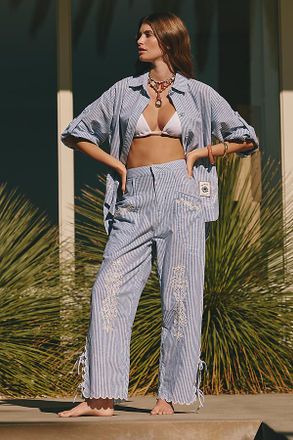 Agua Bendita Oprah Embroidered Tie-Up Pants