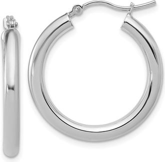 Diamond2Deal 14K White Gold Polished Round Shape Hoop Earrings