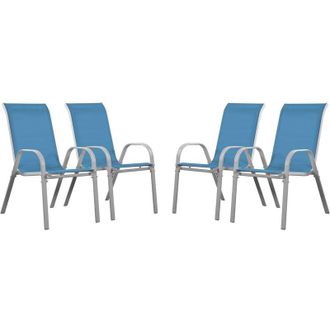 Habitat et Jardin Sedia da giardino textilene Cordoba -Phoenix- Blu Set di 4