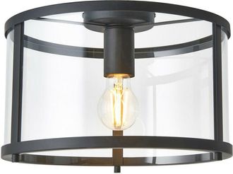 Endon Lighting Hopton Decorative Flush Ceiling Lamp, Matt Black, Glass