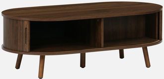 Sweeek Tavolino scandinavo effetto legno scanalato 2 porte scorrevoli