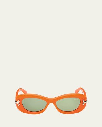 Pucci Filigree Acetate Oval Sunglasses