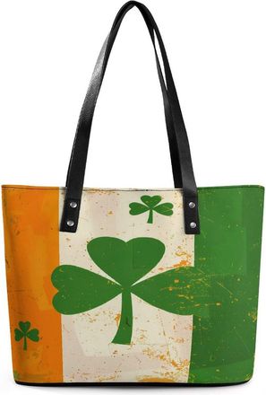 Generic Irish Flag With Shamrock Pattern Tote Bags for Women Cute Shoulder Purses Handbags