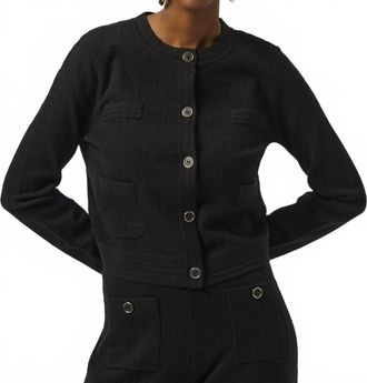 Joseph Ribkoff Crew Neck Button Front Jacket In Black