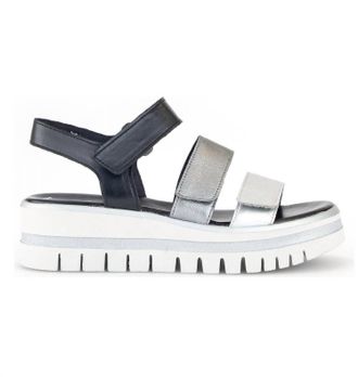 Gabor Womens Strappy Sandal In Black/silver Metallic
