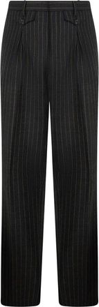 Moschino Gestreepte Pantalon - Heren - Nette broeken - Zwart - 3XL - Wol - Broeken
