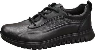 Generic Mens Genuine Leather Dress Sneakers Soft Comfort Outdoor Waterproof Non-Slip Casual Walking Shoes for Men (Black,8.5)