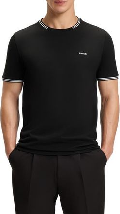 BOSS Taul Tipped Crewneck T-Shirt in Black at Nordstrom, Size Xx-Large