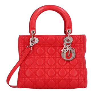 Dior Pre-owned Medium Lady Schoudertas - Dames - Pre-owned - Rood - Maat: ONE Size Leer