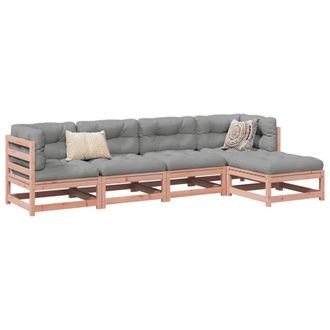 Berkfield Home 5 Piece Garden Sofa Set Solid Wood Douglas Fir in Brown