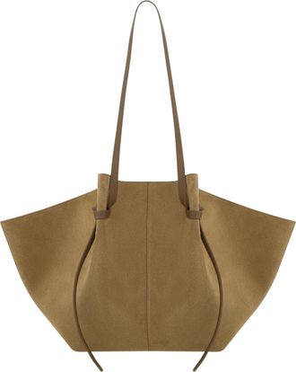 Yuzefi Fennel Large Mochi Knot Handle Suede Tote Bag