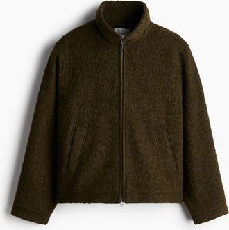 H&M Boucl&eacute;jacke aus Wollmix in Regular Fit - Dunkles Khakigr&uuml;n