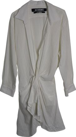 Jacquemus La Robe Bahia Dress in White Cotton Linen