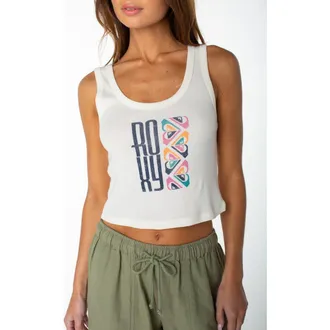 Roxy Oceanview Crop Rib Tank in Cloud Dancer at Nordstrom, Size X-Small