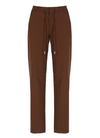 Pantaloni Torino Brown Elastic Waist Cotton Formal Pants