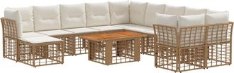vidaXL Conjunto De Sof&aacute;s De Jard&iacute;n 12 Uds. Natural Y Crema Vidaxl
