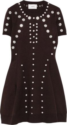 Coperni Korte Jurk met Metalen Decoraties - Dames - Korte kleedjes - Bruin - S - Polyester - Kleedjes