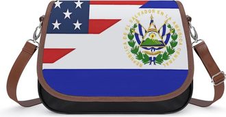 Generic U.S. And El Flag Crossbody Bag Womens Handbag PU Message Bags Shoulder Purse with Adjustable Strap