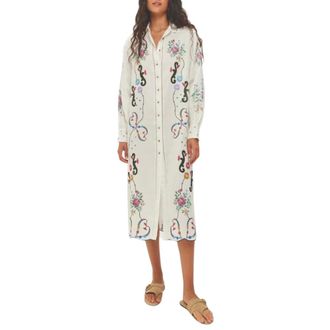 Me369 Shirt Dresses, female, Multicolor, Size: XL Embroidered Shirt Dress